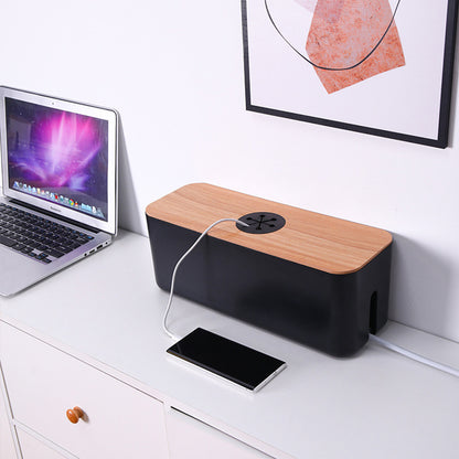 Boîte cache câble organiseur bureau range bois érable multiprises chargeur téléphone sécurité rangement écologique responsable renouvelable environnement - lebois-eco.com