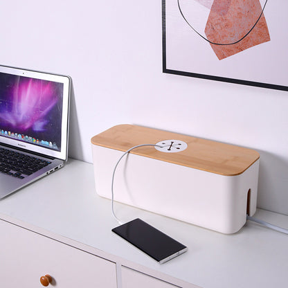 Boîte cache câble organiseur bureau range bois érable multiprises chargeur téléphone sécurité rangement écologique responsable renouvelable environnement - lebois-eco.com