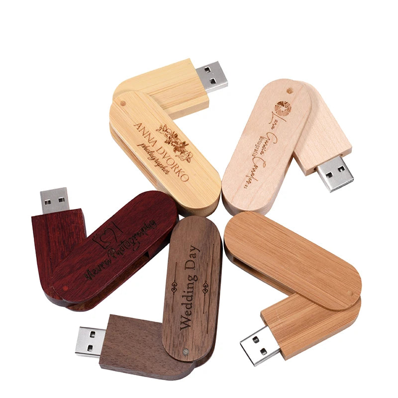 Clé usb pliable porte-clé bois bambou personnalisable logo texte cadeaux promotion entreprise mariage photographe goodies durable - lebois-eco.com