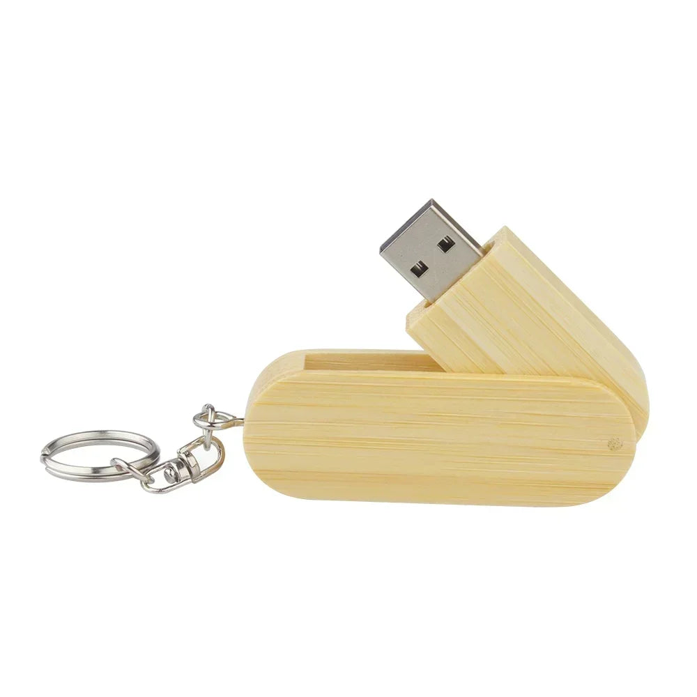 Clé usb pliable porte-clé bois bambou personnalisable logo texte cadeaux promotion entreprise mariage photographe goodies durable - lebois-eco.com