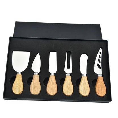 Coffret set couteaux fromage charcuterie bois bambou acacia acier inoxydable repas français french cuisine vin diner tradition durable - lebois-eco.com