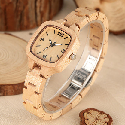 Montre bois bambou quartz femme cadran bracelet heure cadeau anniversaire horloge mariage accessoire bijoux art fermoir métal environnement écologie renouvelable reponsable - lebois-eco.com