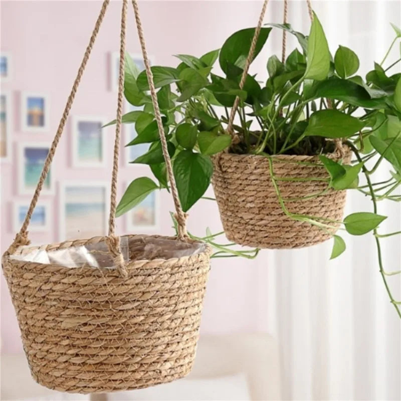 Pot de fleur cache pot plante verte à suspension en jute décoration intérieur extérieur maison jardin véranda écologique durable - lebois-eco.com