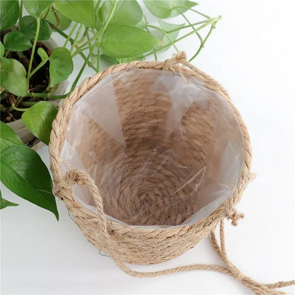 Pot de fleur cache pot plante verte à suspension en jute décoration intérieur extérieur maison jardin véranda écologique durable - lebois-eco.com