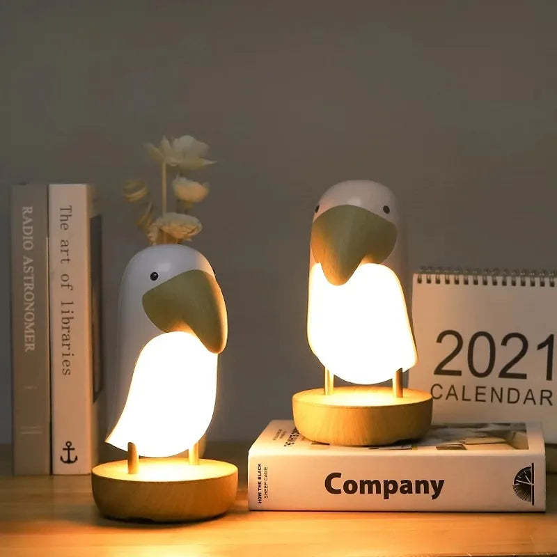 Veilleuse lampe nuit toucan animaux led usb sans fil rechargeable décoration maison chambre coucher enfant bébé cadeau noël anniversaire - lebois-eco.com