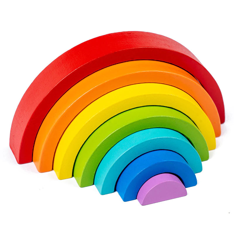 Arc en ciel bloc construction bois silicone multicolore éveil bébé enfant jouet jeu équilibre cadeau anniversaire Noël environnement écologique renouvelable responsable - lebois-eco.com