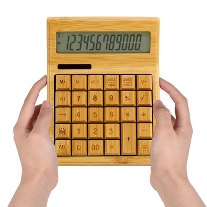 Calculatrice bois bambou naturel LCD solaire calcul maison enfant écologique responable renouvellement environnement - lebois-eco.com