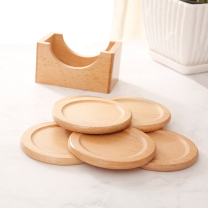 Ensemble set boîte sous verres bock bois hêtre rond 6 pièces apértif boisson repas table dîner vin bouteille service environnement renouvelable écologie responsable - lebois-eco.com