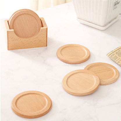 Ensemble set boîte sous verres bock bois hêtre rond 6 pièces apértif boisson repas table dîner vin bouteille service environnement renouvelable écologie responsable - lebois-eco.com