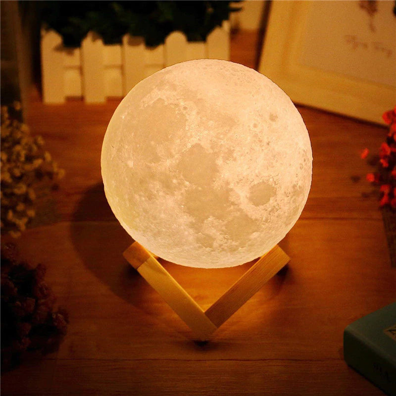 Lampe veilleuse sans fil support bois tactile couleur chaude froide 3D cadeau noël anniversaire chambre enfant décoration high tech soirée ambiance environnement écologie renouvelable responsable - lebois-eco.com