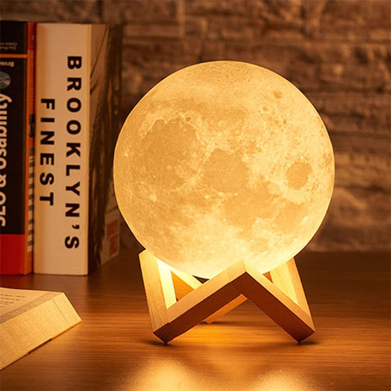 Lampe veilleuse sans fil support bois tactile couleur chaude froide 3D cadeau noël anniversaire chambre enfant décoration high tech soirée ambiance environnement écologie renouvelable responsable - lebois-eco.com