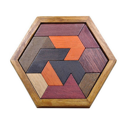 Puzzle magnétique bois enfant éducation couleur géometrie hexagone coordination école environnement écologie renouvelable naturel éco-responsable - lebois-eco.com