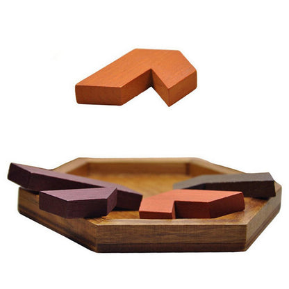 Puzzle magnétique bois enfant éducation couleur géometrie hexagone coordination école environnement écologie renouvelable naturel éco-responsable - lebois-eco.com