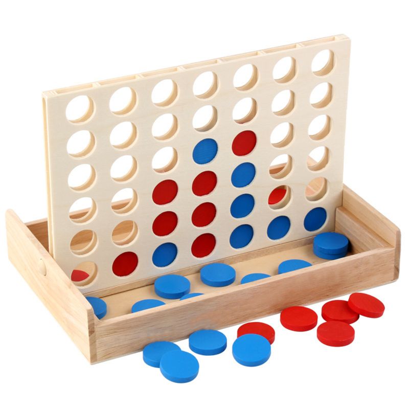 Quatre en ligne puissance 4 bois hévéa pliable enfants classique jeux de société responsable renouvelable durable éco-responsable carton recyclé - lebois-eco.com