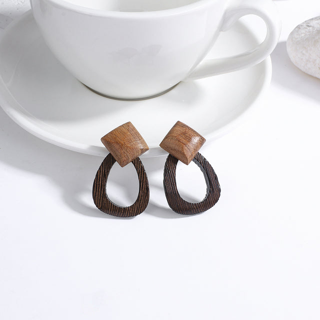 Boucles d'oreilles artisanales en bois