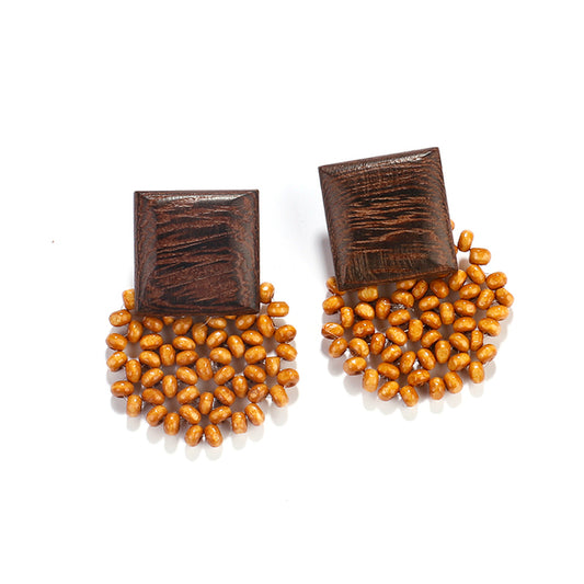 Boucles d'oreilles artisanales en bois